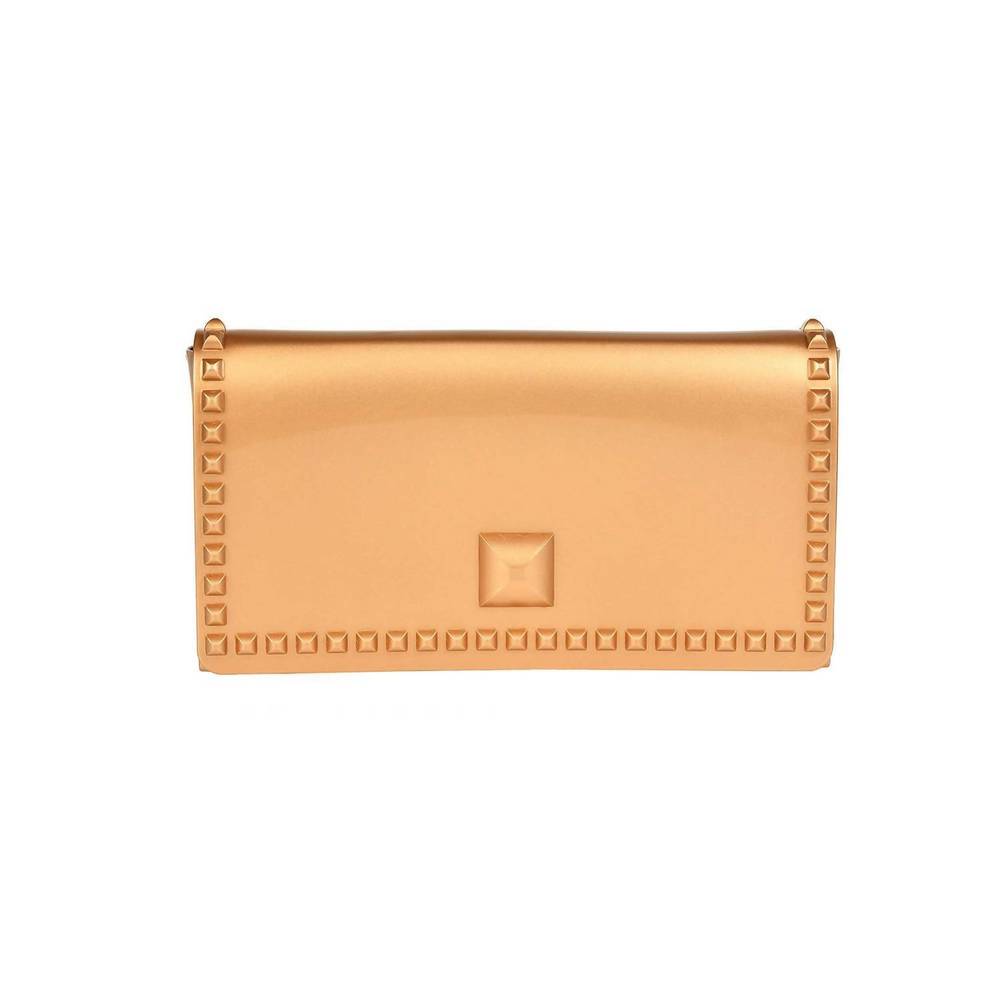 NEW CARMEN SOL women's nora flap pochette purse in rose gold
